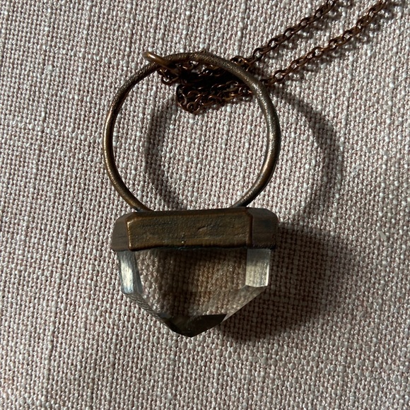 Foxlark handcrafted bold smoky quartz pendant necklace copper patina - Picture 2 of 6